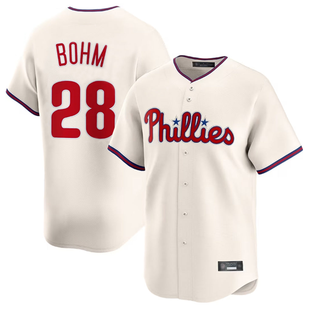 Johmsee P.Phillies #28 Alec Bohm Player Cream Home Limited Stitched Jerseys