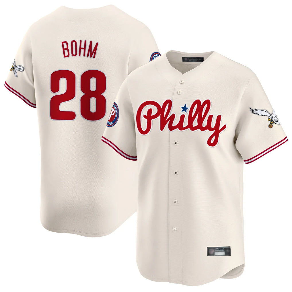 Johmsee P.Phillies #28 Alec Bohm Player Cream Phillies & Eagles Vapor Premier Limited Stitched Jerseys