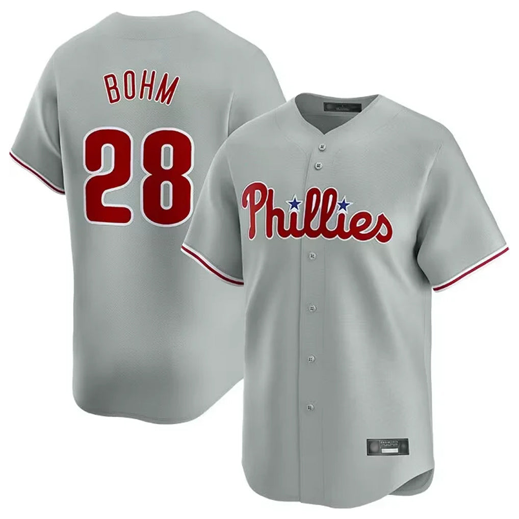 Johmsee P.Phillies #28 Alec Bohm Player Gray Home Limited Stitched Jerseys