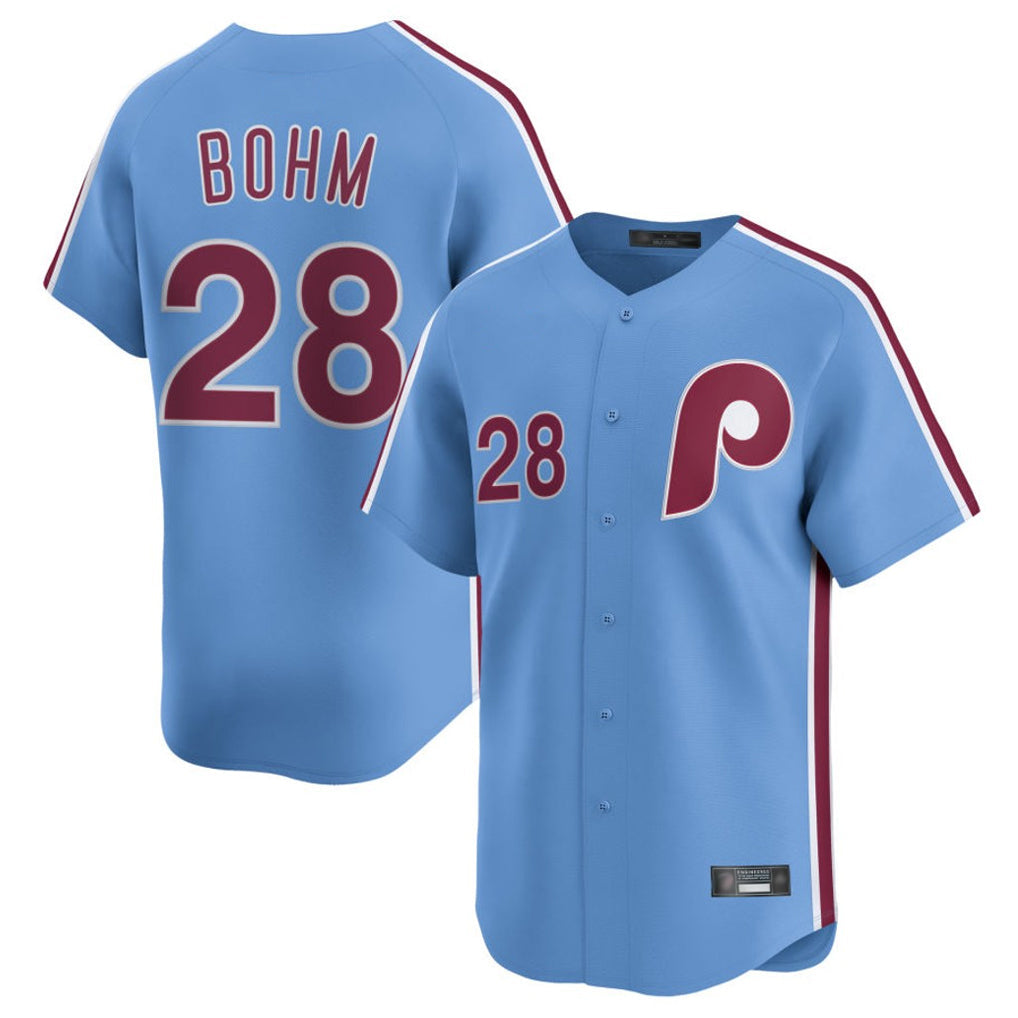 Johmsee P.Phillies #28 Alec Bohm Player Light Blue Home Limited Stitched Jerseys