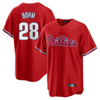 Johmsee P.Phillies #28 Alec Bohm Player Red Home Game Stitched Jerseys