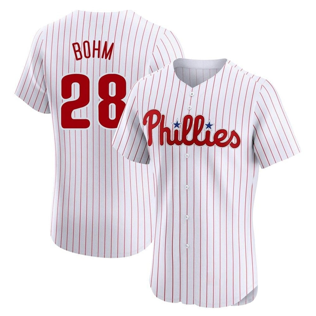 Johmsee P.Phillies #28 Alec Bohm Player White Home Limited Elite Stitched Jerseys