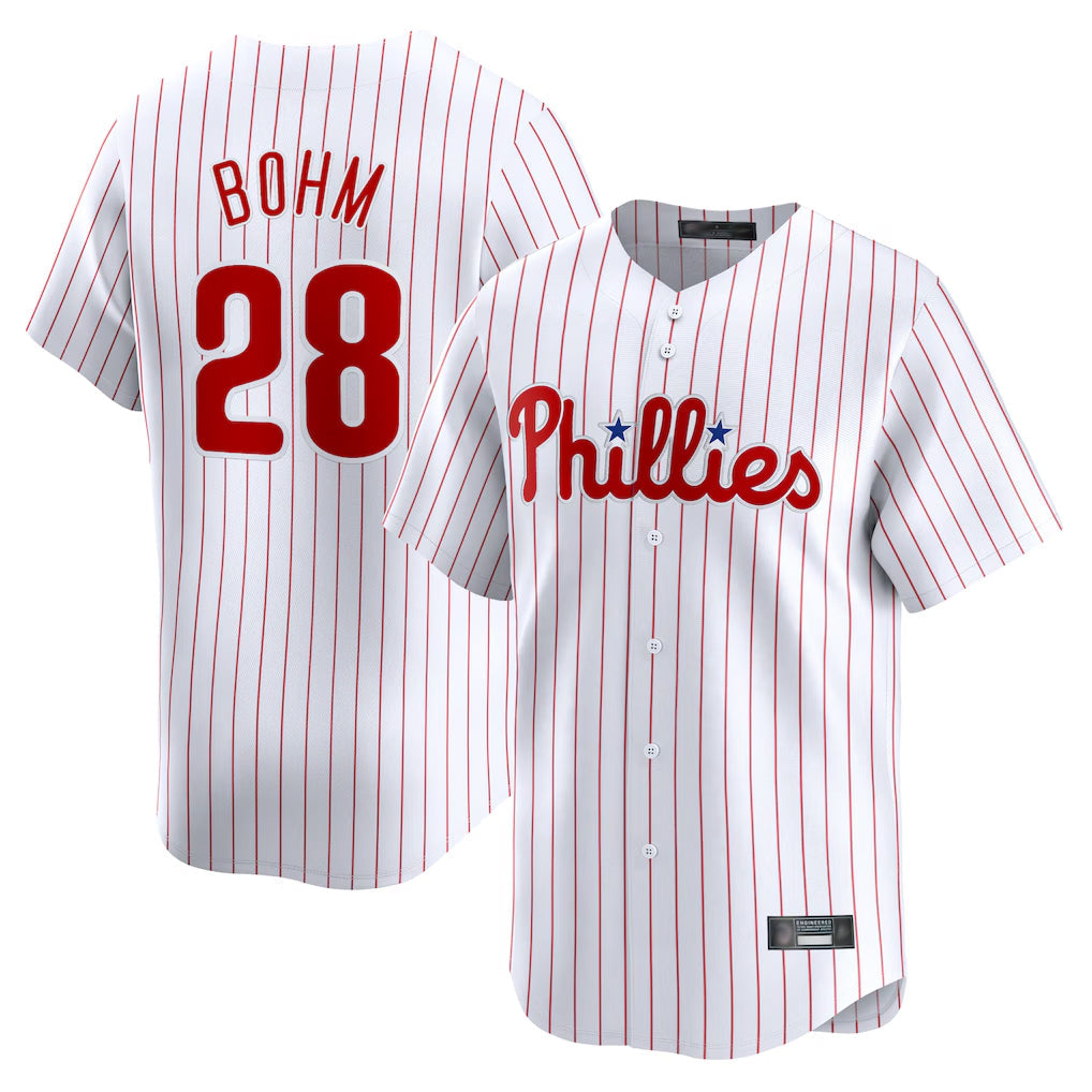 Johmsee P.Phillies #28 Alec Bohm Player White Home Limited Stitched Jerseys