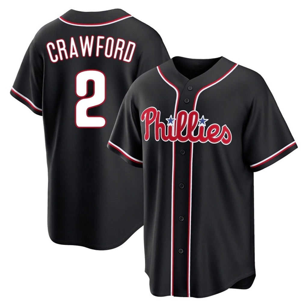 Johmsee P.Phillies #2 Justin Crawford Player Black Fashion Out Home Game Stitched Jerseys