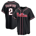 Johmsee P.Phillies #2 Justin Crawford Player Black Fashion Out Home Game Stitched Jerseys
