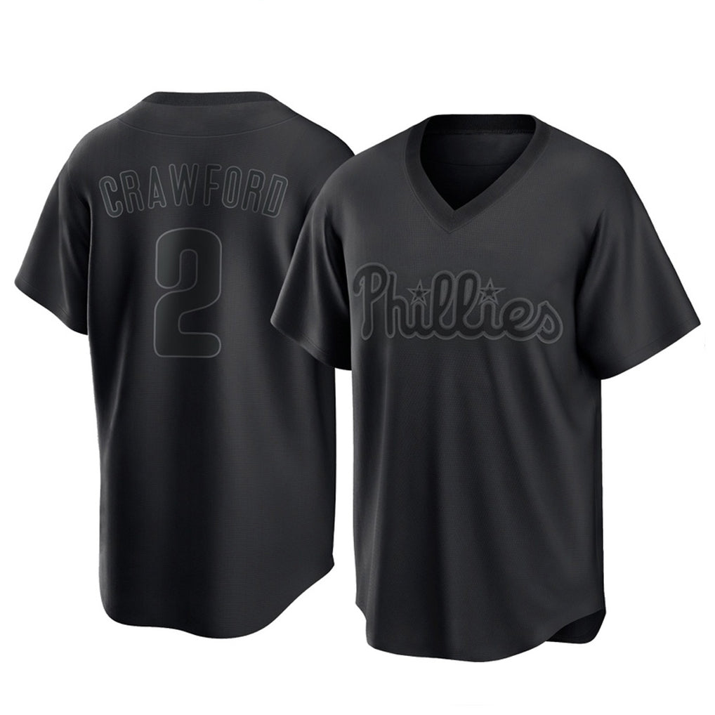 Johmsee P.Phillies #2 Justin Crawford Player Black Pitch Fashion Limited T-shirt Stitched Jerseys