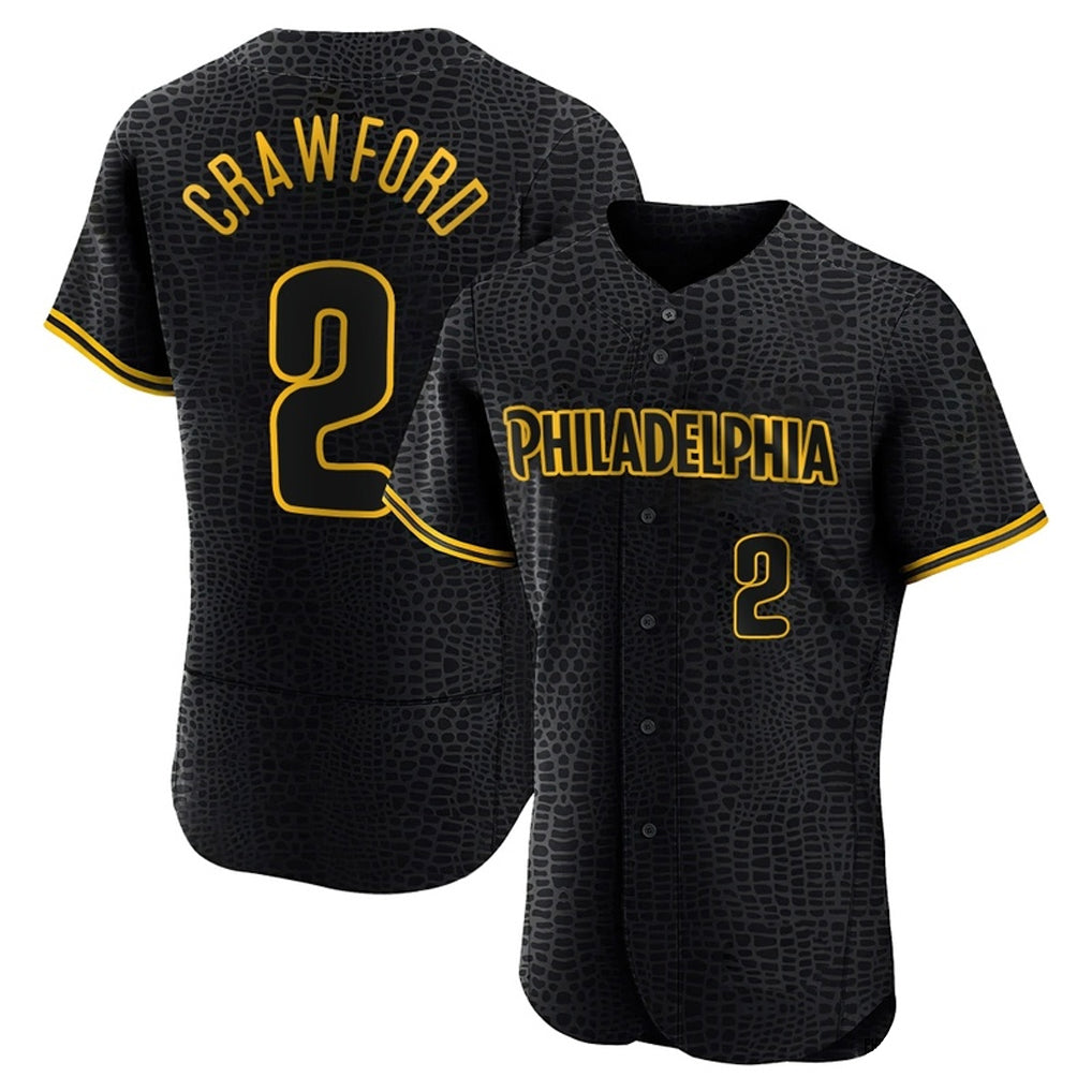 Johmsee P.Phillies #2 Justin Crawford Player Black Snake Skin City Home Limited Elite Stitched Jerseys