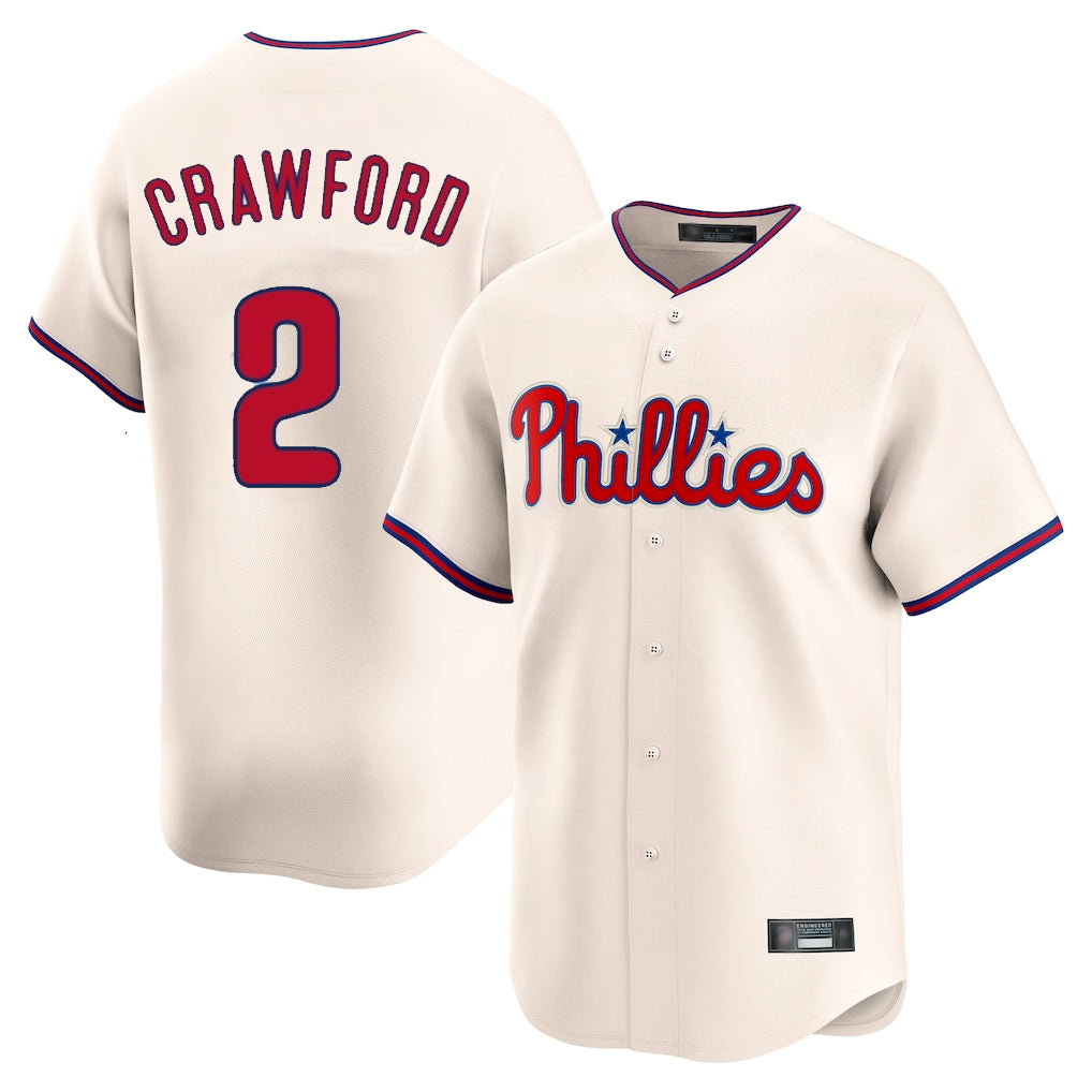 Johmsee P.Phillies #2 Justin Crawford Player Cream Home Limited Stitched Jerseys