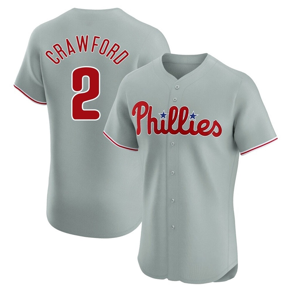 Johmsee P.Phillies #2 Justin Crawford Player Gray Home Limited Elite Stitched Jerseys