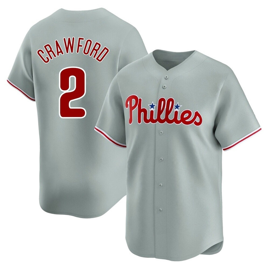 Johmsee P.Phillies #2 Justin Crawford Player Gray Home Limited Stitched Jerseys