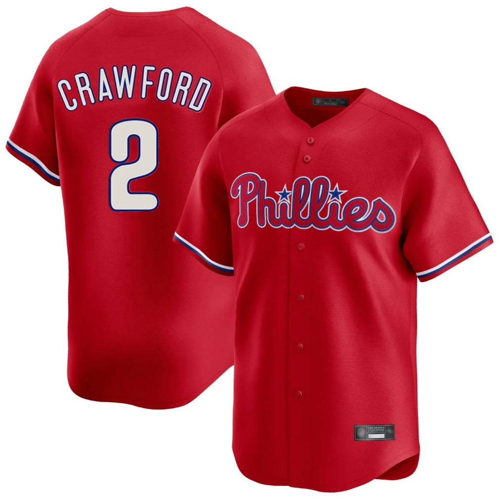Johmsee P.Phillies #2 Justin Crawford Player Red Home Limited Stitched Jerseys