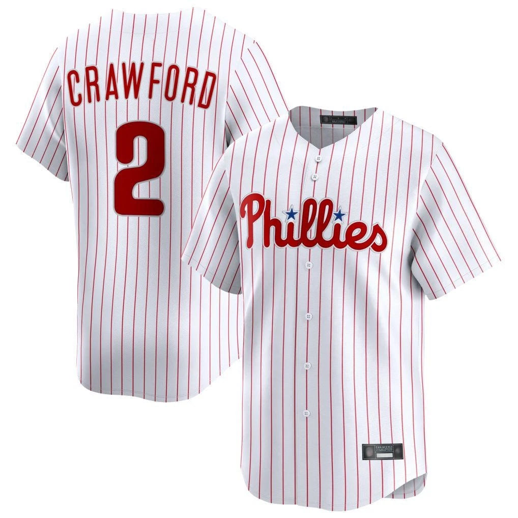 Johmsee P.Phillies #2 Justin Crawford Player White Home Limited Stitched Jerseys