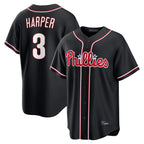 Johmsee P.Phillies #3 Bryce Harper Player Black Fashion Out Home Game Stitched Jerseys