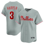Johmsee P.Phillies #3 Bryce Harper Player Gray Home Limited Stitched Jerseys