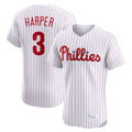 Johmsee P.Phillies #3 Bryce Harper Player White Home Limited Elite Stitched Jerseys
