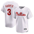 Johmsee P.Phillies #3 Bryce Harper Player White Home Limited Stitched Jerseys