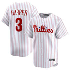 Johmsee P.Phillies #3 Bryce Harper Player White Home Limited Stitched Jerseys