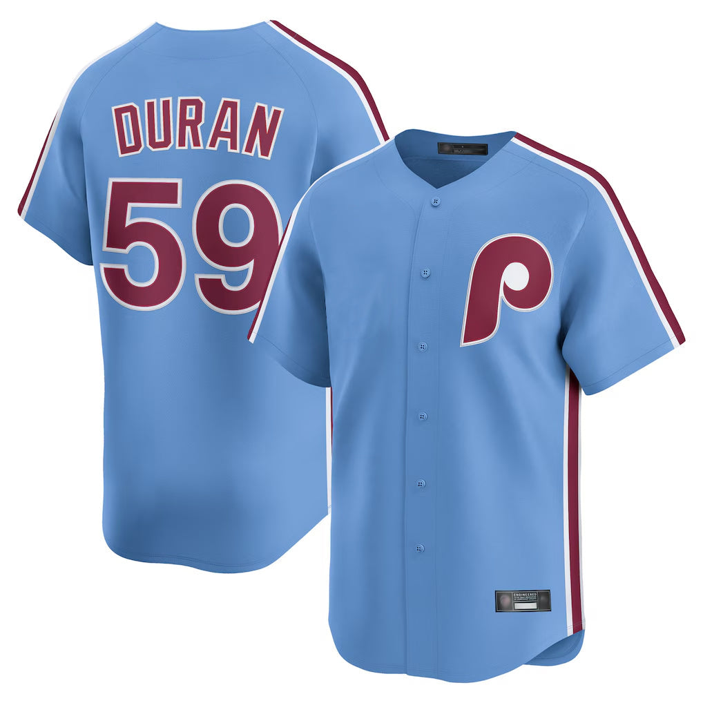 Johmsee P.Phillies #59 Jhoan Duran Player Light Blue Home Game Stitched Jerseys