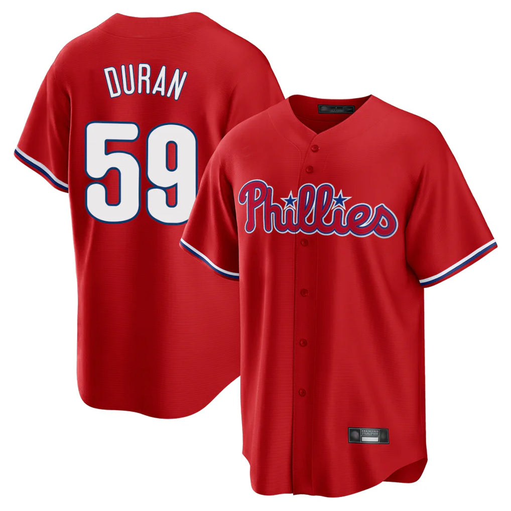 Johmsee P.Phillies #59 Jhoan Duran Player Red Home Game Stitched Jerseys