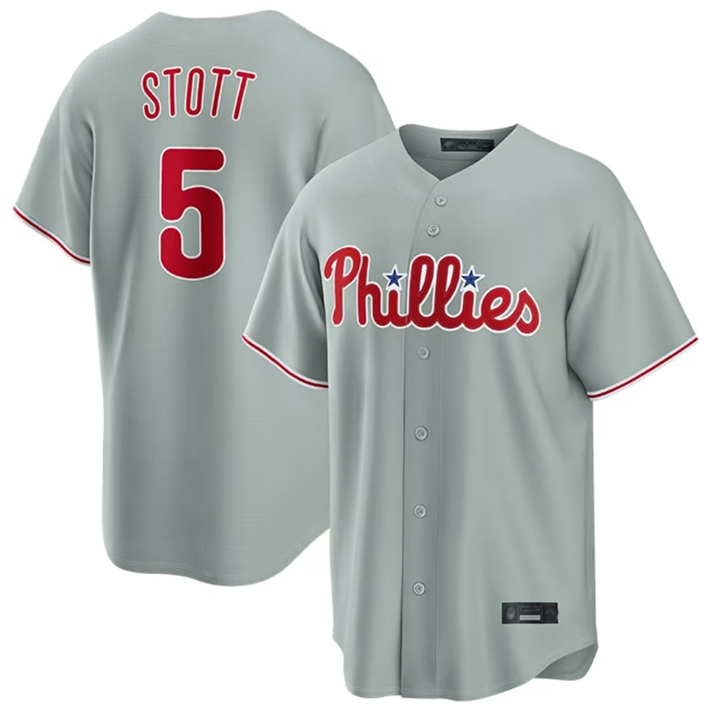 Johmsee P.Phillies #5 Bryson Stott Player Gray Home Game Stitched Jerseys