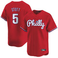 Johmsee P.Phillies #5 Bryson Stott Player Red Home Limited Stitched Jerseys