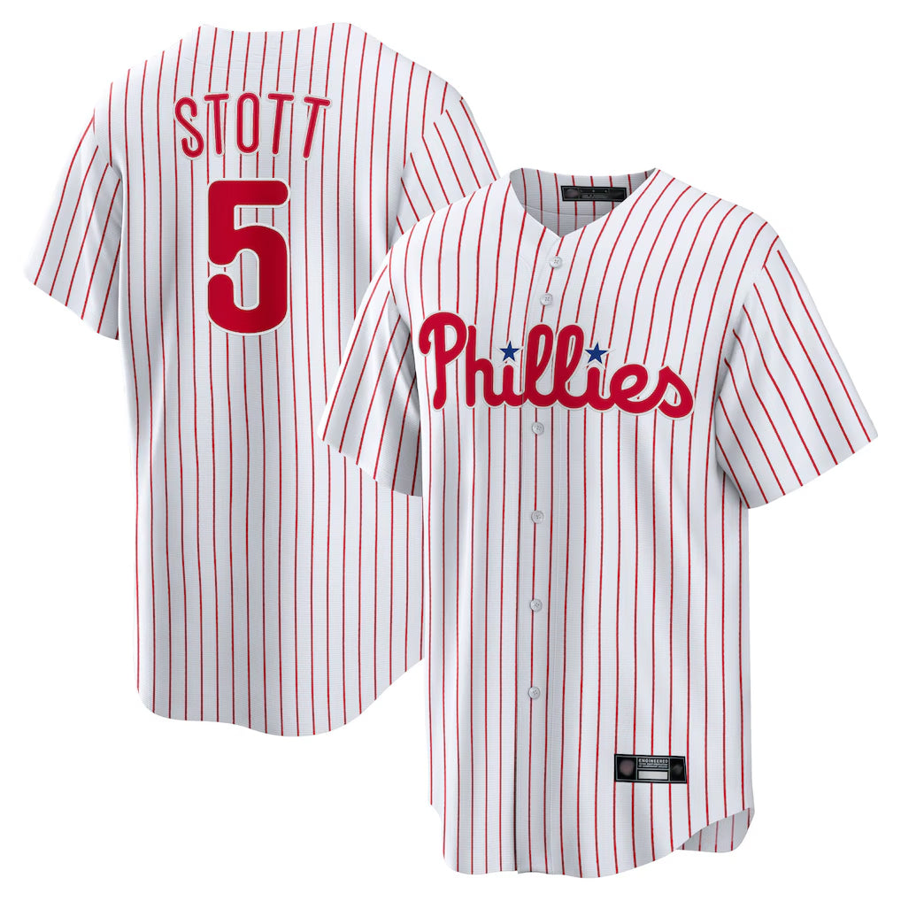 Johmsee P.Phillies #5 Bryson Stott Player White Home Game Stitched Jerseys