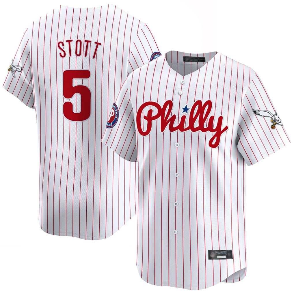 Johmsee P.Phillies #5 Bryson Stott Player White Pinstripe Phillies & Eagles Vapor Premier Limited Stitched Jerseys