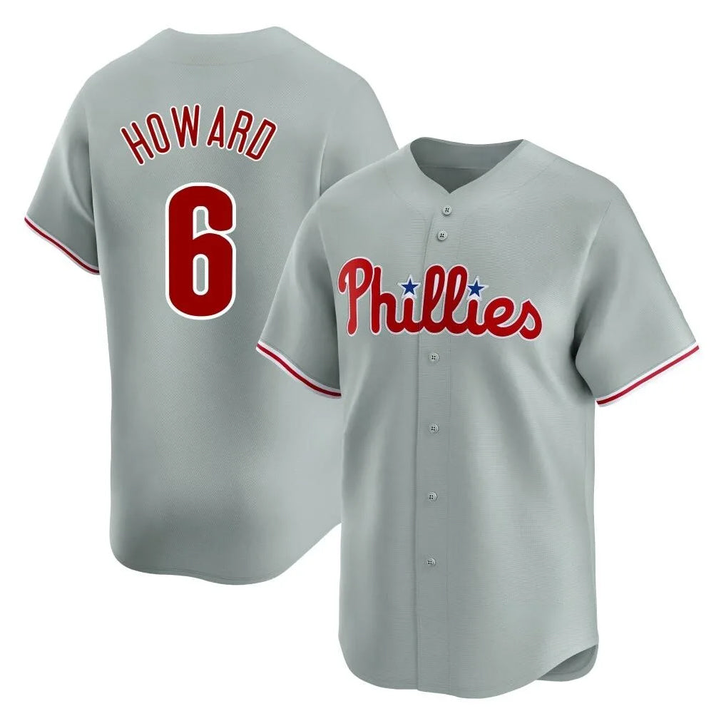 Johmsee P.Phillies #6 Ryan Howard Player Gray Home Limited Stitched Jerseys