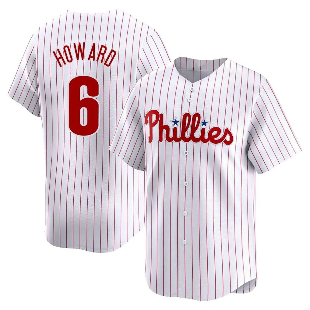 Johmsee P.Phillies #6 Ryan Howard Player White Home Limited Stitched Jerseys