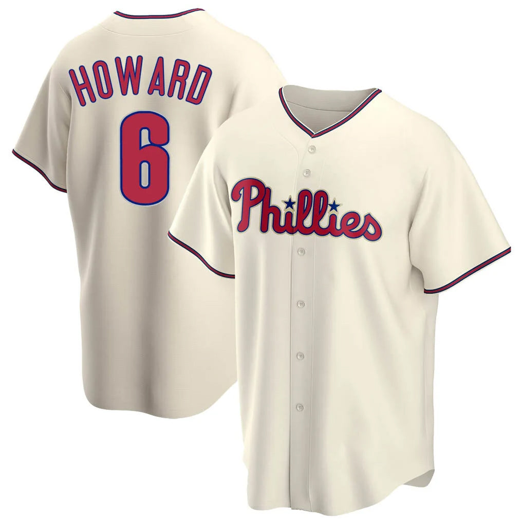 Johmsee P.Phillies #6 Ryan Howardr Player Cream Home Game Stitched Jerseys