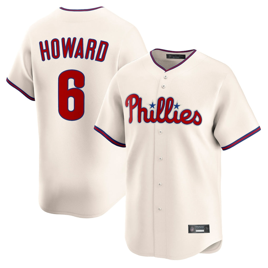Johmsee P.Phillies #6 Ryan Howardr Player Cream Home Limited Stitched Jerseys