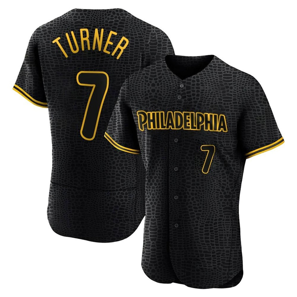 Johmsee P.Phillies #7 Trea Turner Player Black Snake Skin City Home Limited Elite Stitched Jerseys