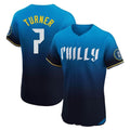Johmsee P.Phillies #7 Trea Turner Player Blue City Connect Home Limited Elite Stitched Jerseys