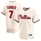 Johmsee P.Phillies #7 Trea Turner Player Cream Home Limited Stitched Jerseys