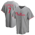 Johmsee P.Phillies #7 Trea Turner Player Gray Home Game Stitched Jerseys