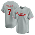 Johmsee P.Phillies #7 Trea Turner Player Gray Home Limited Stitched Jerseys