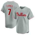 Johmsee P.Phillies #7 Trea Turner Player Gray Home Limited Stitched Jerseys