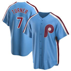 Johmsee P.Phillies #7 Trea Turner Player Light Blue Home Game Stitched Jerseys