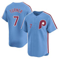 Johmsee P.Phillies #7 Trea Turner Player Light Blue Home Limited Stitched Jerseys