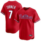 Johmsee P.Phillies #7 Trea Turner Player Red Home Limited Stitched Jerseys