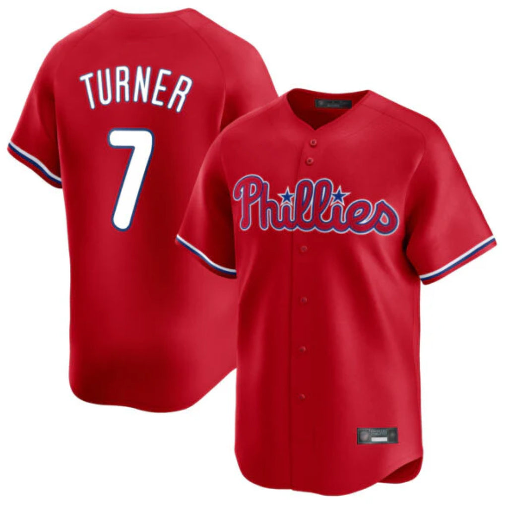 Johmsee P.Phillies #7 Trea Turner Player Red Home Limited Stitched Jerseys