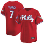 Johmsee P.Phillies #7 Trea Turner Player Red Phillies & Eagles Vapor Premier Limited Stitched Jerseys