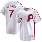 Johmsee P.Phillies #7 Trea Turner Player White Cooperstown Collection Limited Home Stitched Jerseys