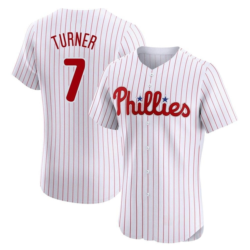 Johmsee P.Phillies #7 Trea Turner Player White Pinstripe Phillies & Eagles Vapor Premier Limited Elite Stitched Jerseys