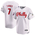 Johmsee P.Phillies #7 Trea Turner Player White Pinstripe Phillies & Eagles Vapor Premier Limited Stitched Jerseys
