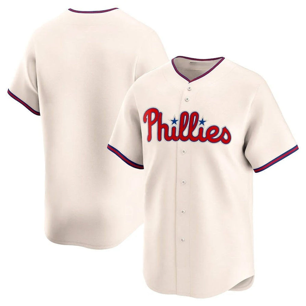 Johmsee P.Phillies Blank Player Cream Home Limited Stitched Jerseys