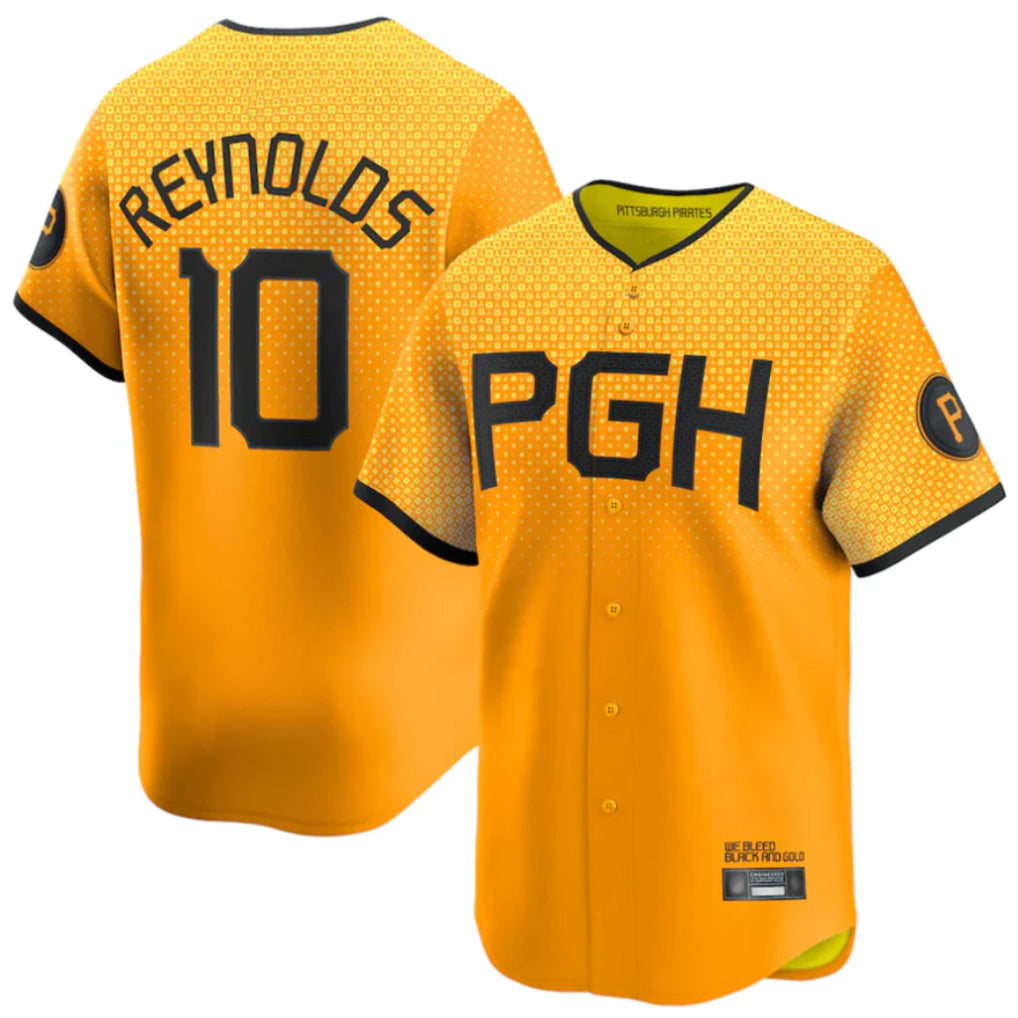 Johmsee P.Pirates #10 Bryan Reynolds Player Gold City Connect Home Game Stitched Jerseys