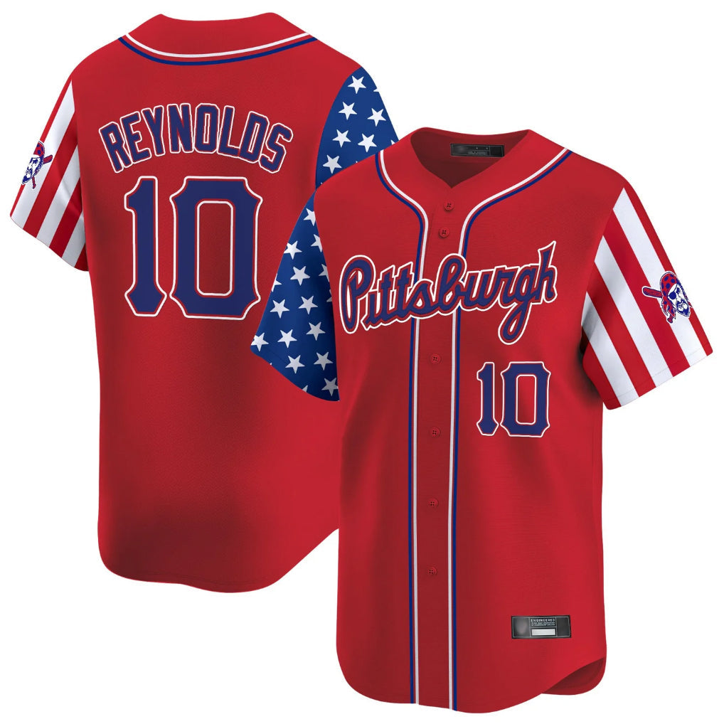 Johmsee P.Pirates #10 Bryan Reynolds Player Red 2025 Independence Day Vapor Premier Limited Stitched Jerseys