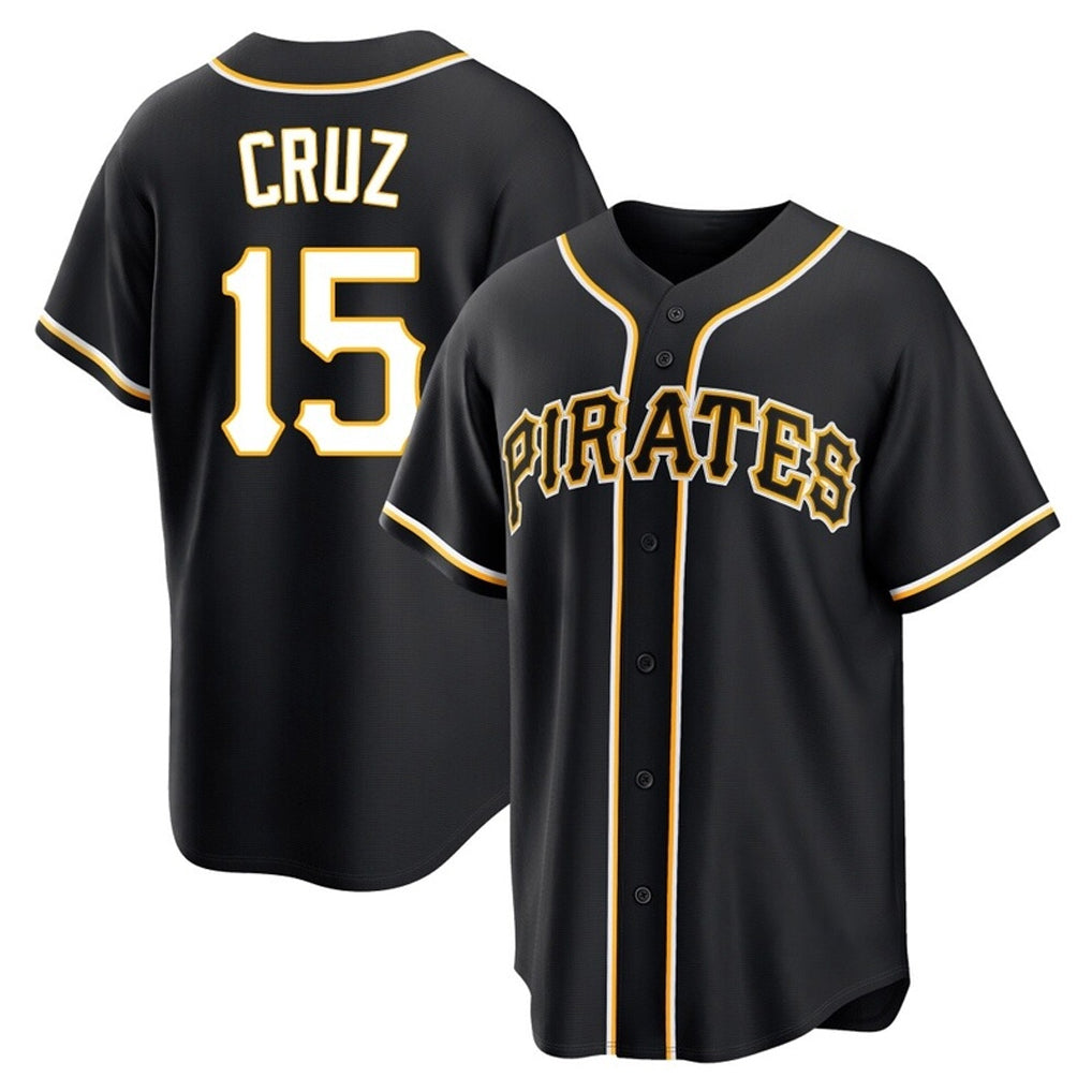 Johmsee P.Pirates #15 Oneil Cruz Player Black Fashion Out Home Game Stitched Jerseys