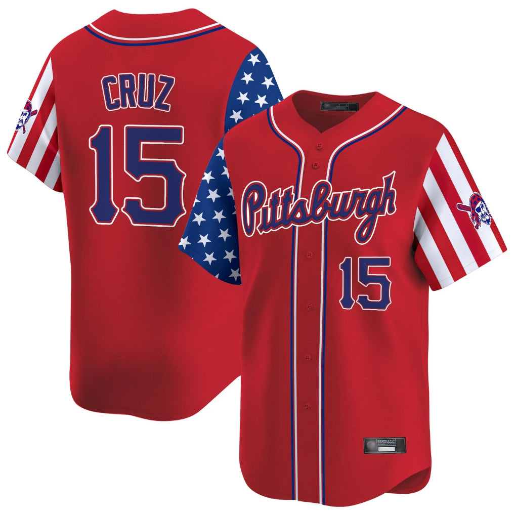 Johmsee P.Pirates #15 Oneil Cruz Player Red 2025 Independence Day Vapor Premier Limited Stitched Jerseys